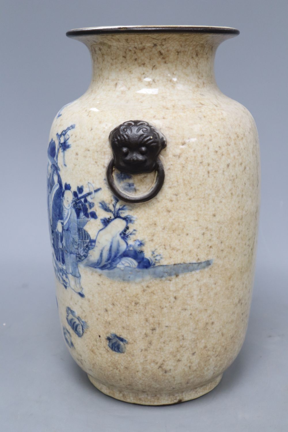 A Chinese blue and white crackleglaze vase c.1900, height 35cm